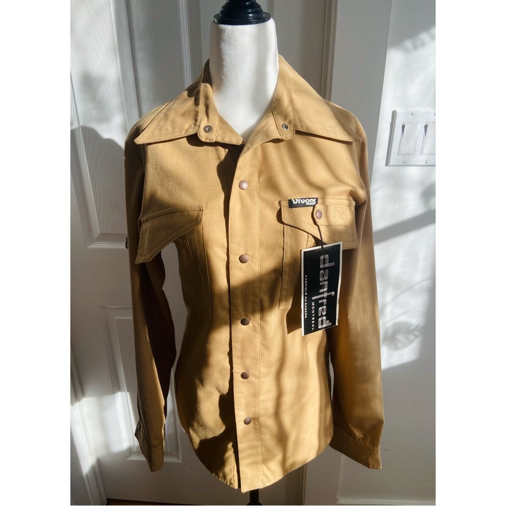 70s NWT DEADSTOCK Vivons Beige Front Snap Cargo Shirt Jacket